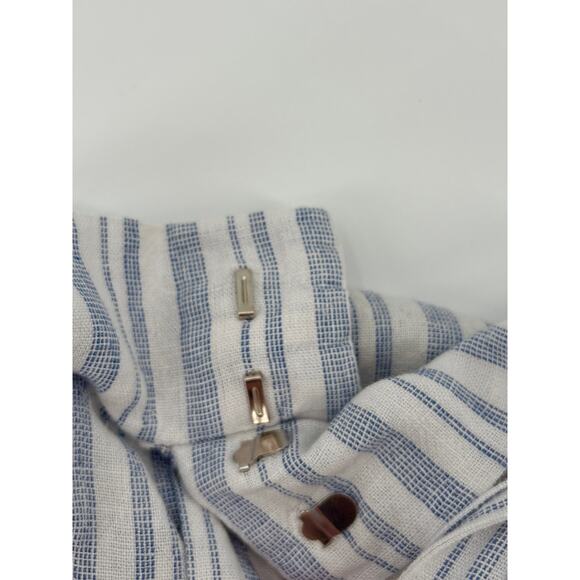 B2 Streetwear Society Paperbag Linen Blend Pants Women M  Striped Beachy Coastal - Picture 9 of 11